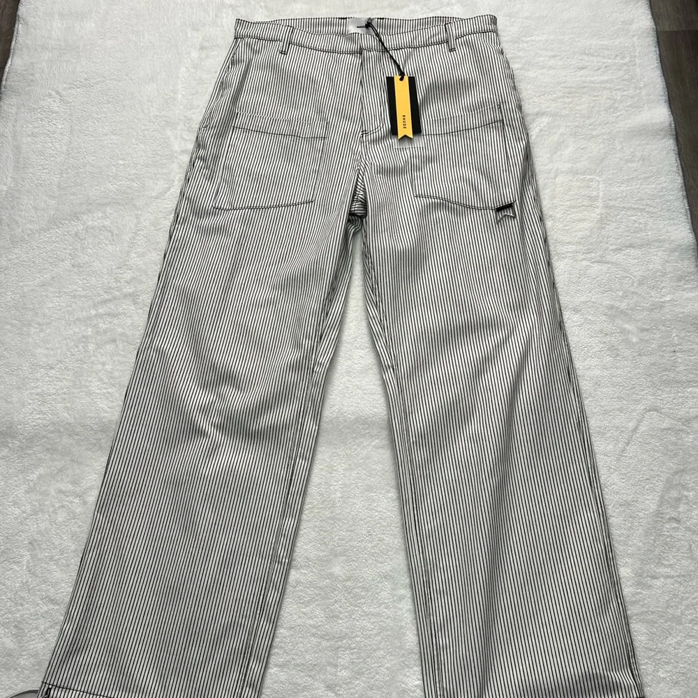 Rhude Pinstriped Front Pocket Pants White Black Men’s 2XL - Picture 2 of 9